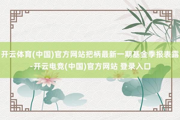 开云体育(中国)官方网站把柄最新一期基金季报表露-开云电竞(中国)官方网站 登录入口