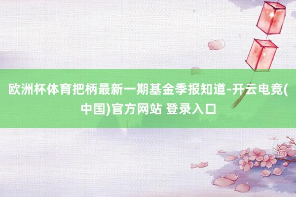 欧洲杯体育把柄最新一期基金季报知道-开云电竞(中国)官方网站 登录入口