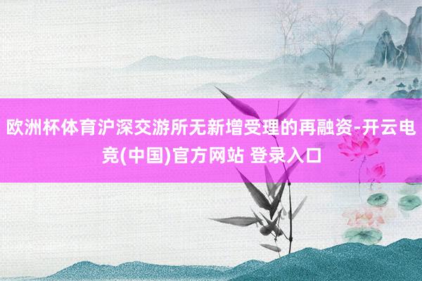 欧洲杯体育沪深交游所无新增受理的再融资-开云电竞(中国)官方网站 登录入口