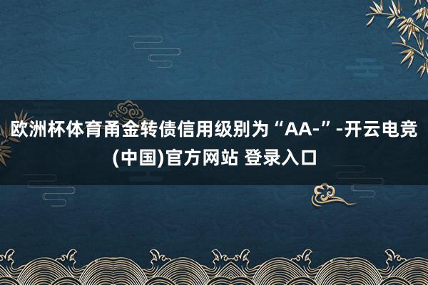 欧洲杯体育甬金转债信用级别为“AA-”-开云电竞(中国)官方网站 登录入口