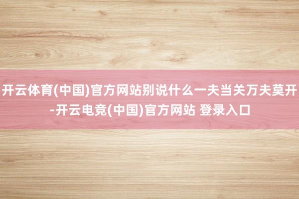 开云体育(中国)官方网站别说什么一夫当关万夫莫开-开云电竞(中国)官方网站 登录入口